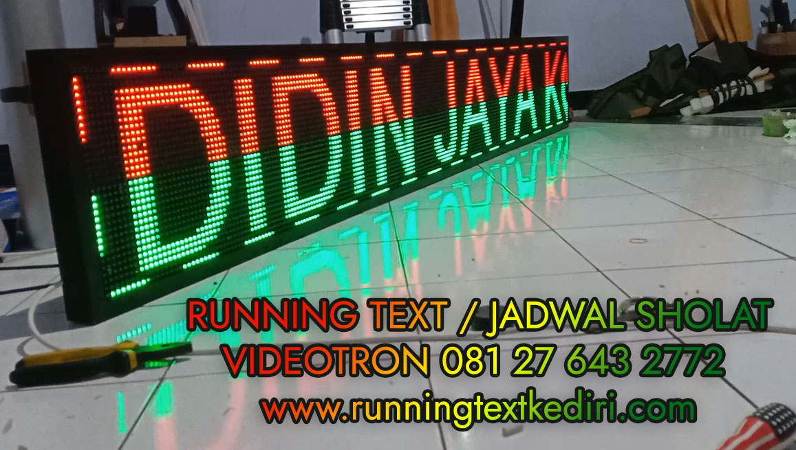 <p>Running text warna merah atau hijau merupakan salah satu warna favorit yang dapat digunakan untuk plang sekolah, ataupun kantor. Biasanya digunakan untuk sekolah sehingga dapat menciptakan banyak pengaruh terhadap sekolah yang diinginkan. Siswa senantiasa menyukai sekolah dengan kualitas yang bagus dengan diadakannya running text yang terbaik. Sehingga mereka akan betah berlama-lama di sekolah karena fasilitas lengkap dan memadai.</p>